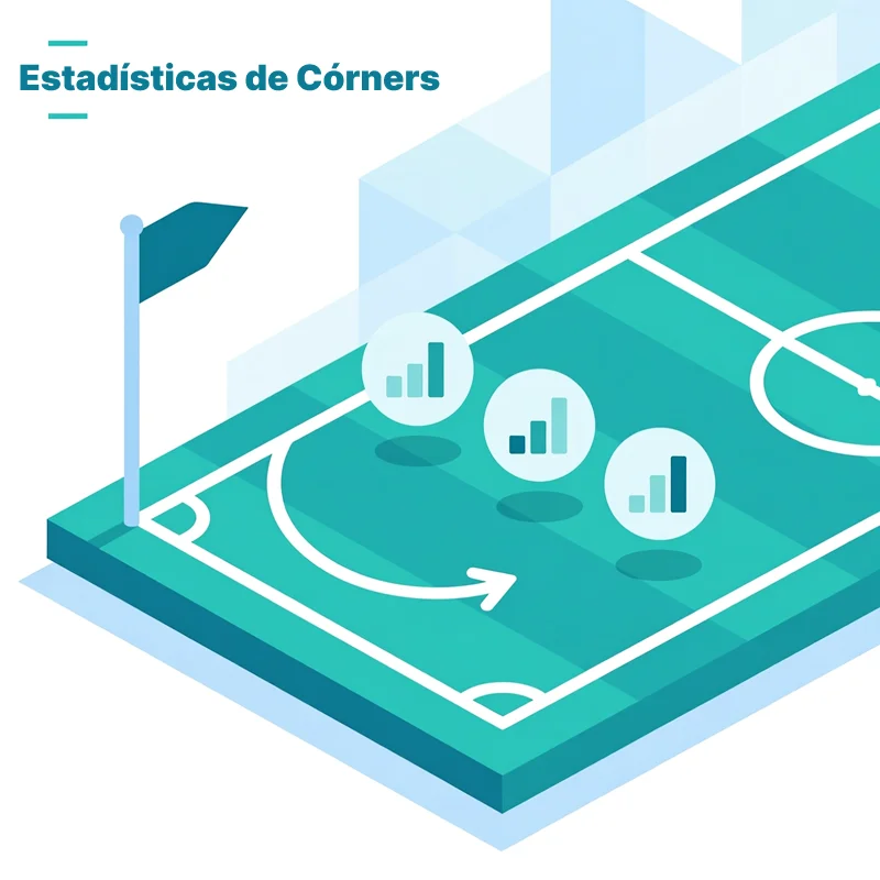 Infografía de estadísticas de córners en el fútbol español con gráficos y porcentajes de saques de esquina