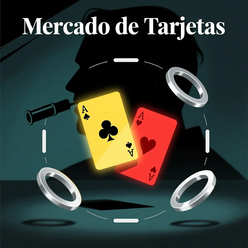 Mercado de tarjetas amarillas y rojas en LaLiga con estadísticas de árbitros y probabilidades